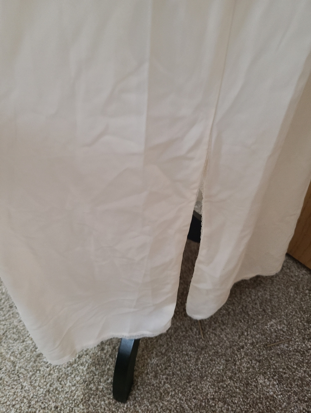 Lorraine Vintage Lace Trim Nylon Slit Full Length Slip Nightgown - Picture 4 of 5
